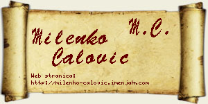 Milenko Ćalović vizit kartica
